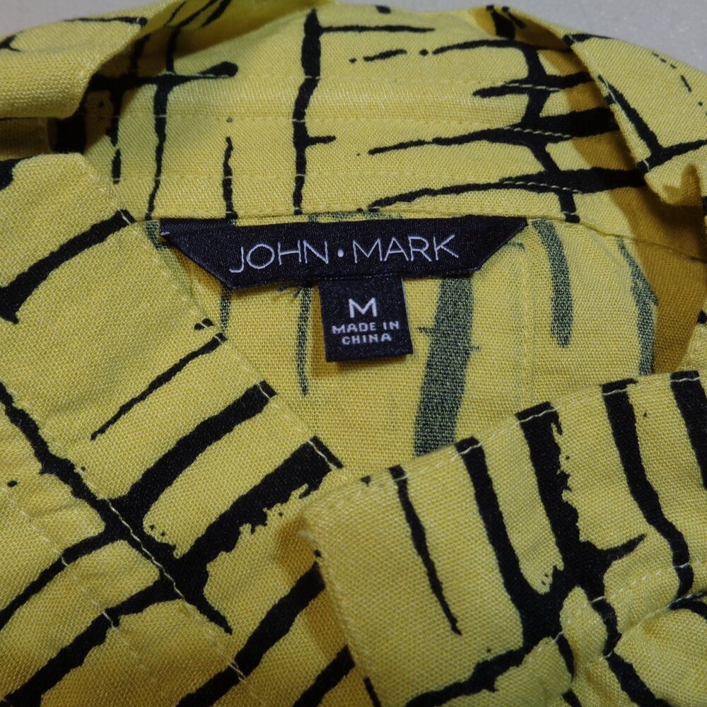 John Mark Yellow Patterned Button Down Blouse, Si… - image 5